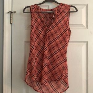 Pink plaid tank top.